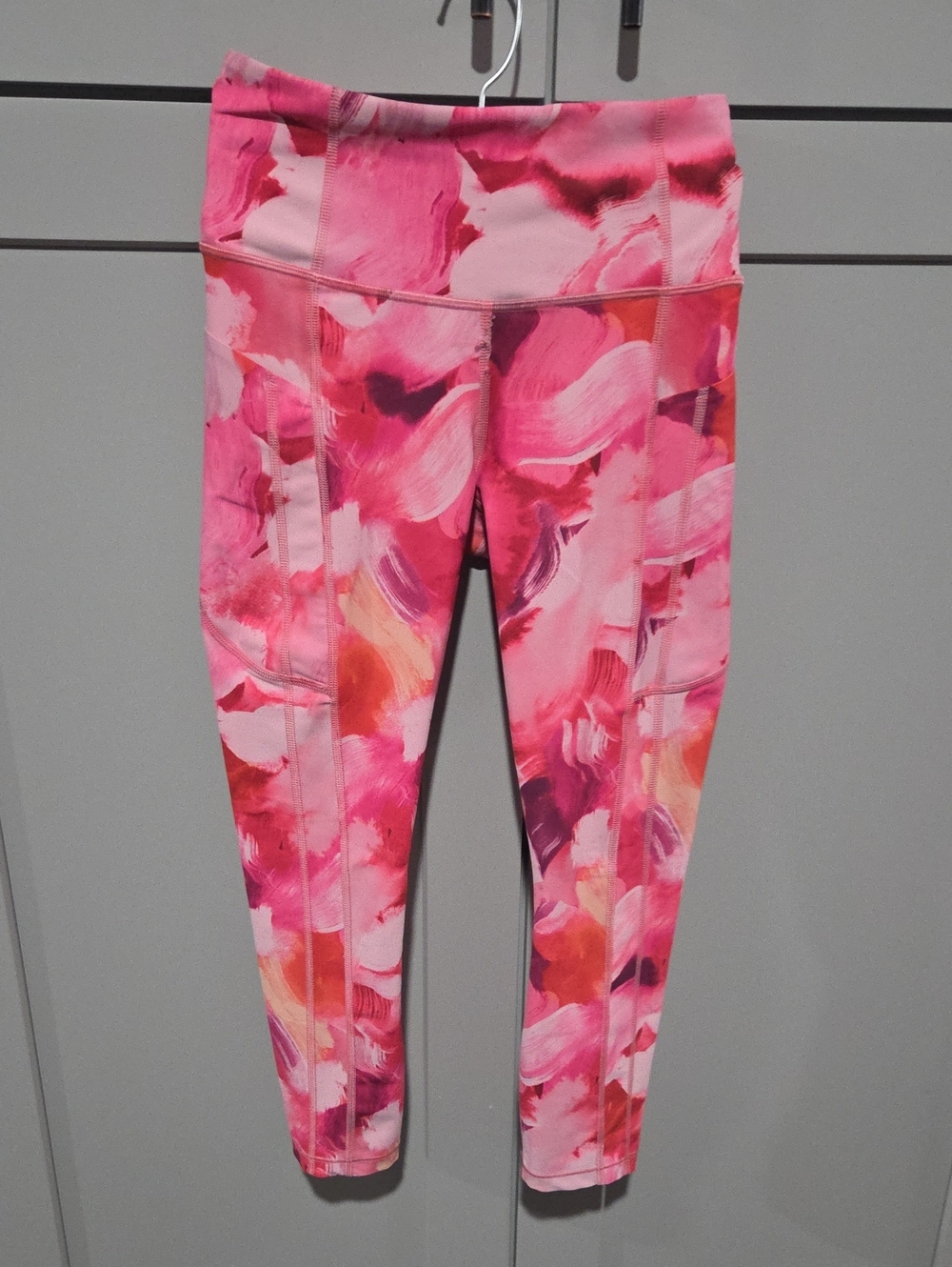 Athleta Pink Multi Floral-Brushprint Leggings